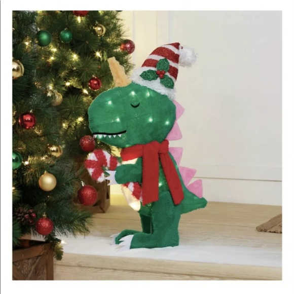 Holiday Time Light-Up Plush Dinosaur 25” Christmas Decoration - Picture 2 of 4